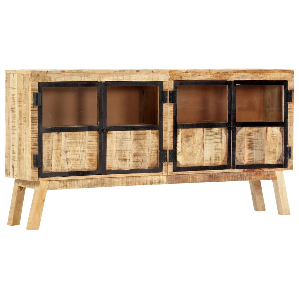 Sideboard Brown And Black 160X30X80 Cm Solid Rough Mango Wood