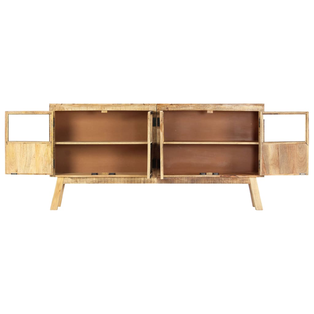 Sideboard Brown And Black 160X30X80 Cm Solid Rough Mango Wood