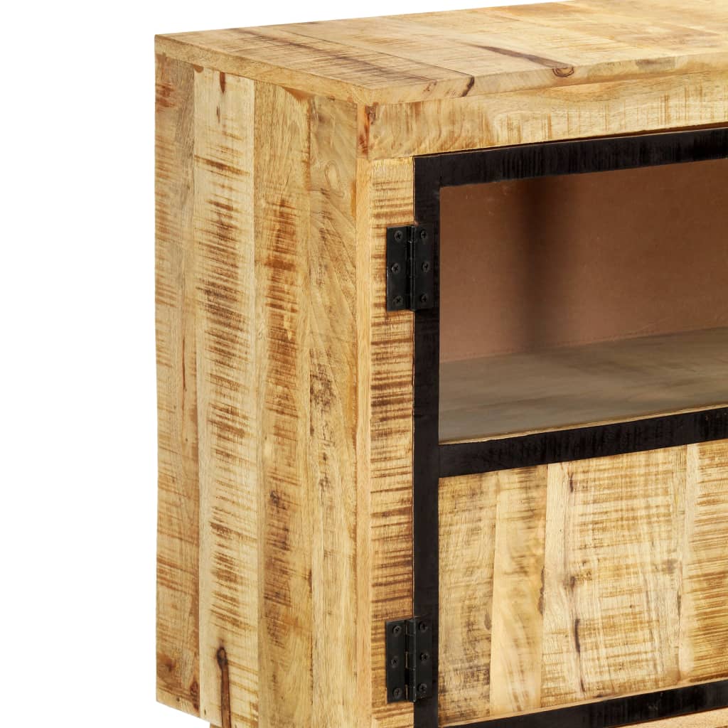Sideboard Brown And Black 160X30X80 Cm Solid Rough Mango Wood