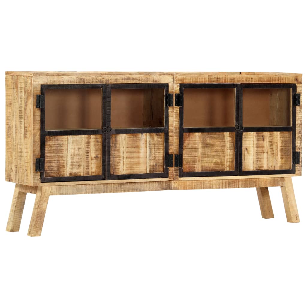 Sideboard Brown And Black 160X30X80 Cm Solid Rough Mango Wood