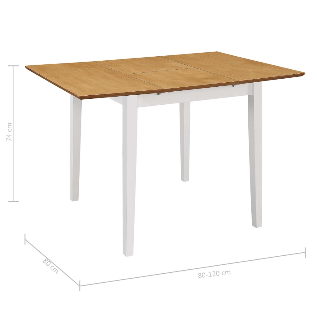 Extendable Dining Table White (80-120)X80X74 Cm Mdf