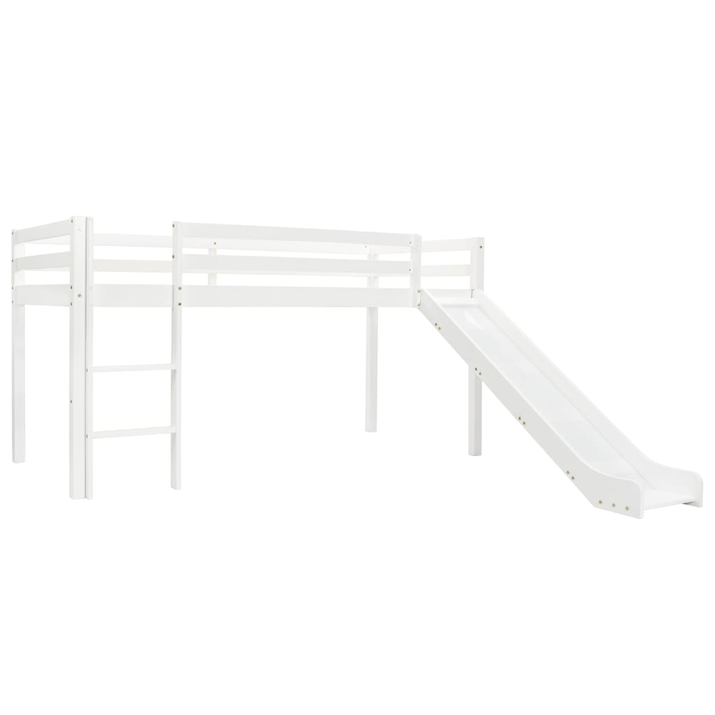 Children's Loft Bed Frame With Slide & Ladder Pinewood 97X208 Cm