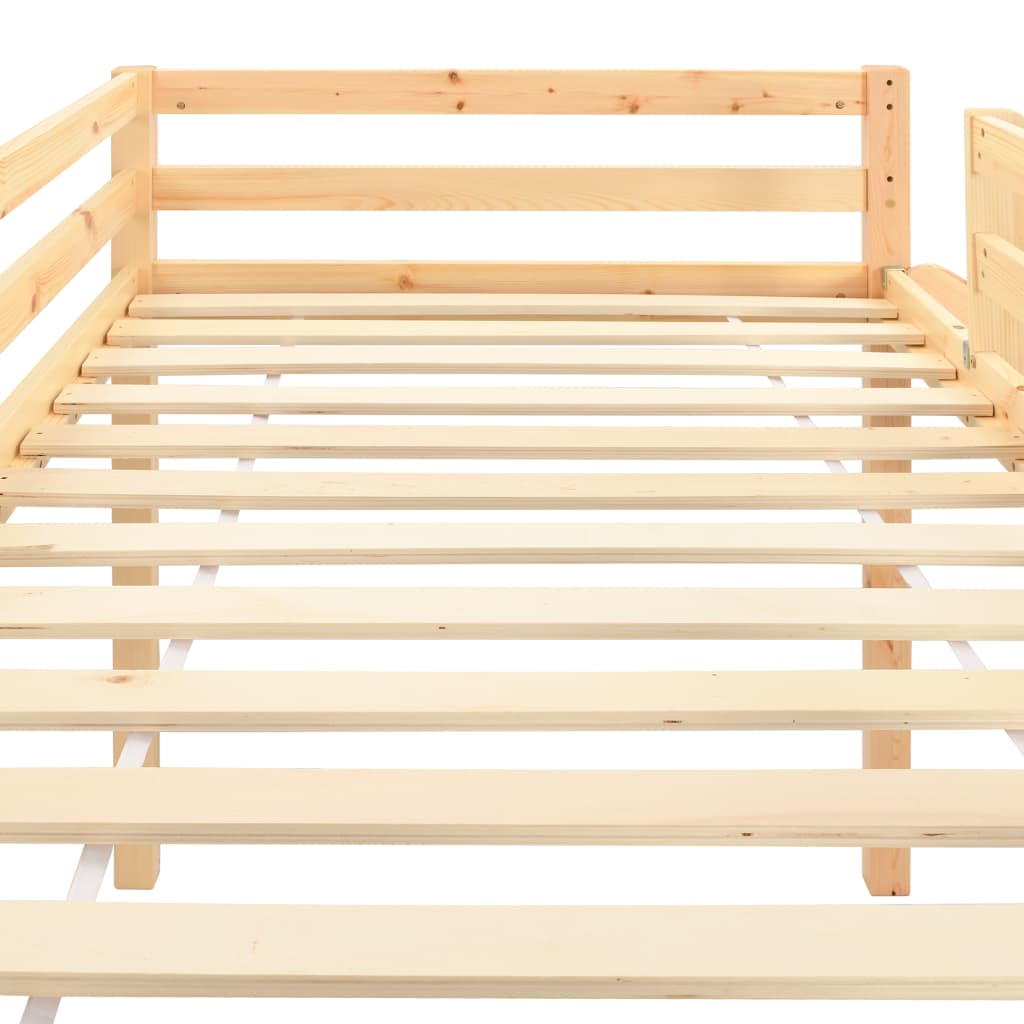 Children's Loft Bed Frame With Slide & Ladder Pinewood 97X208 Cm
