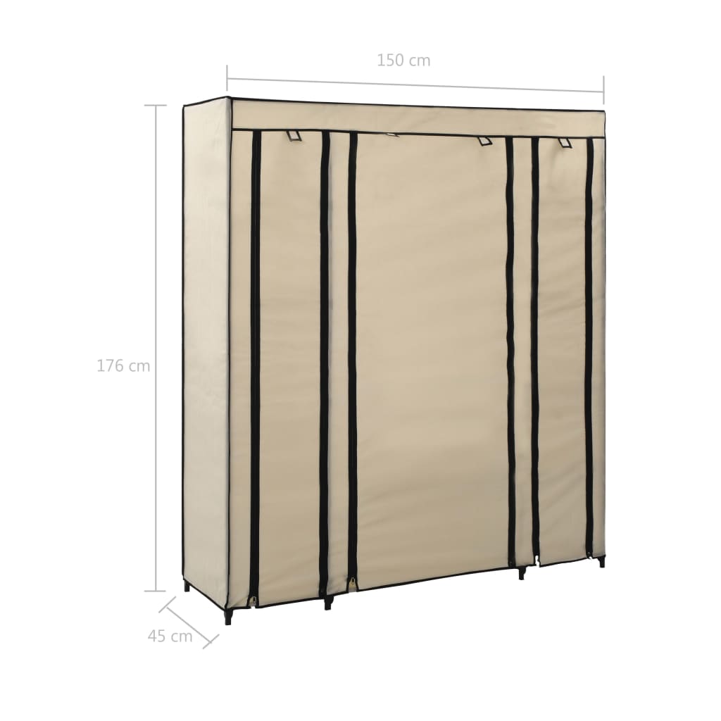 Wardrobe With Compartments And Rods 150X45X176 Cm Fabric