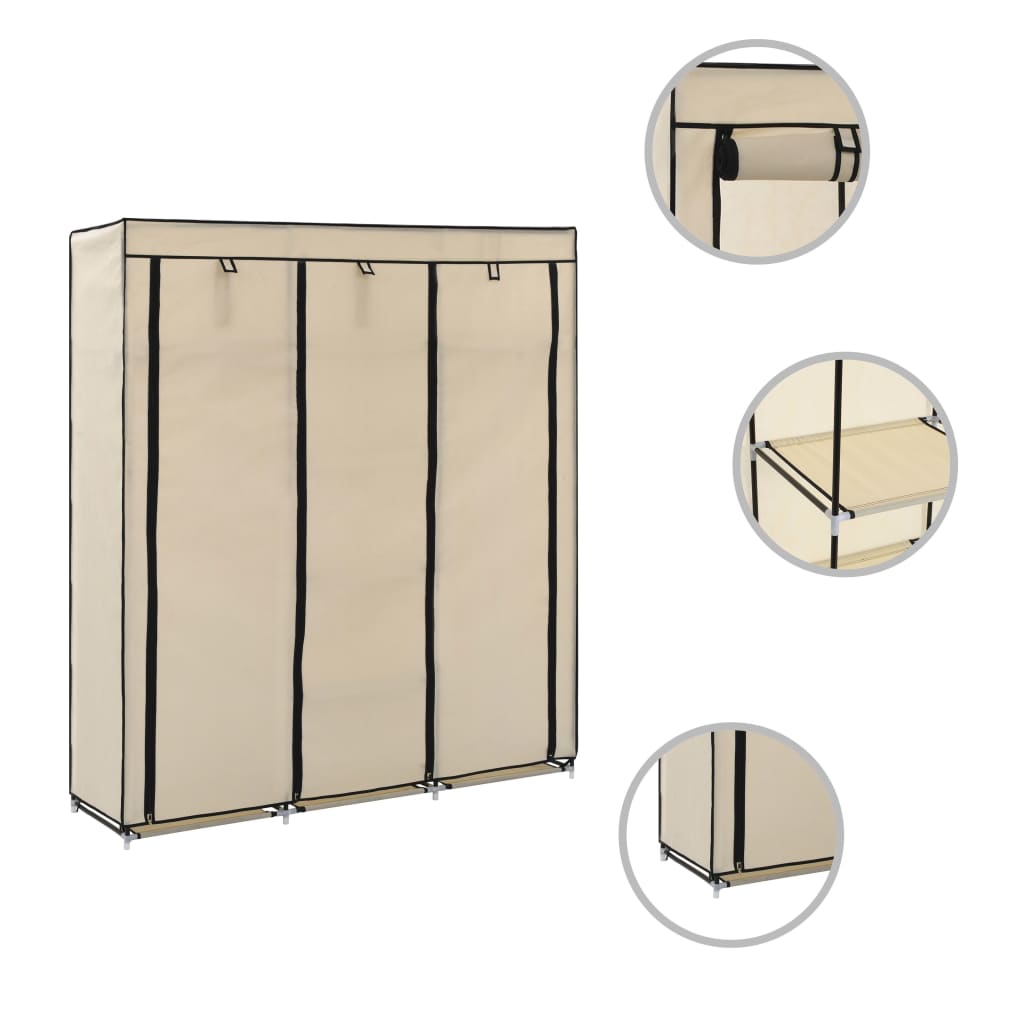 Wardrobe With Compartments And Rods 150X45X175 Cm Fabric