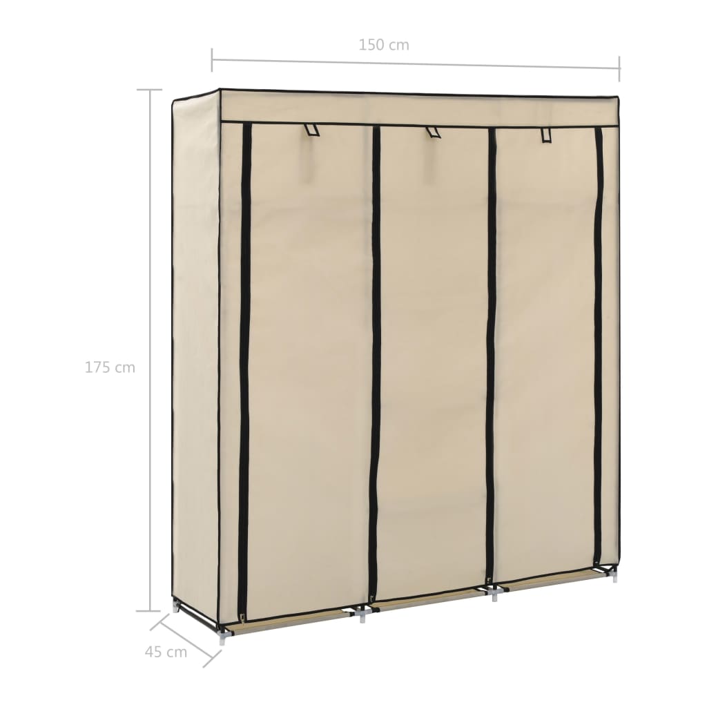 Wardrobe With Compartments And Rods 150X45X175 Cm Fabric