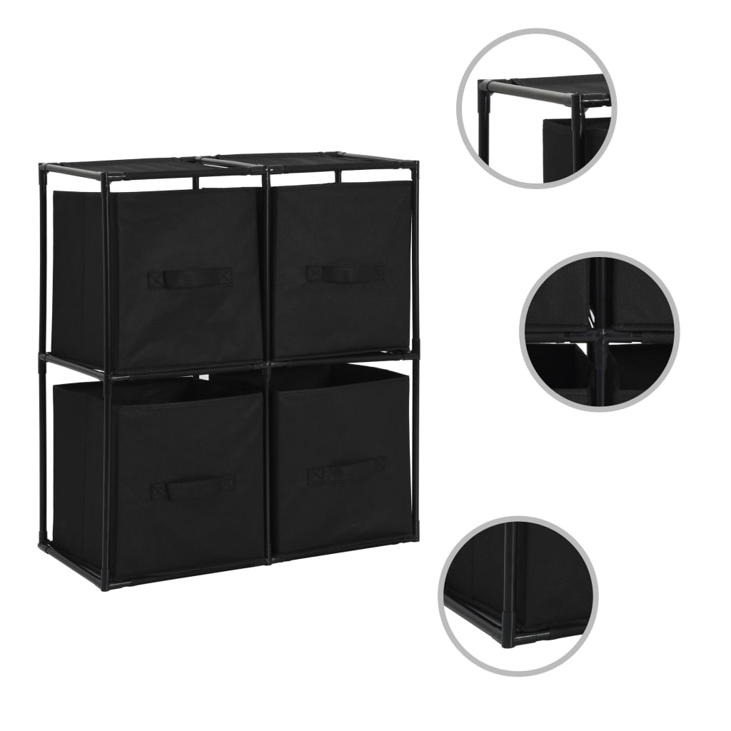Storage Cabinet With 4 Fabric Baskets 63X30X71 Cm Steel