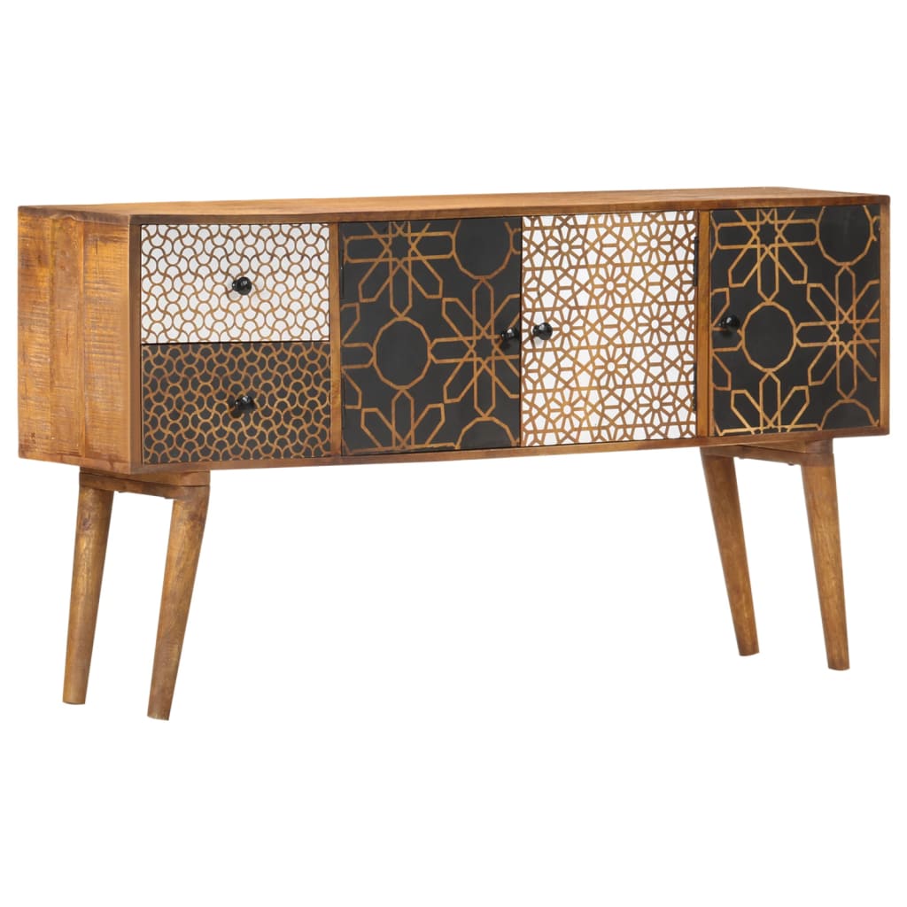 Sideboard With Printed Pattern 130X30X70 Cm Solid Mango Wood