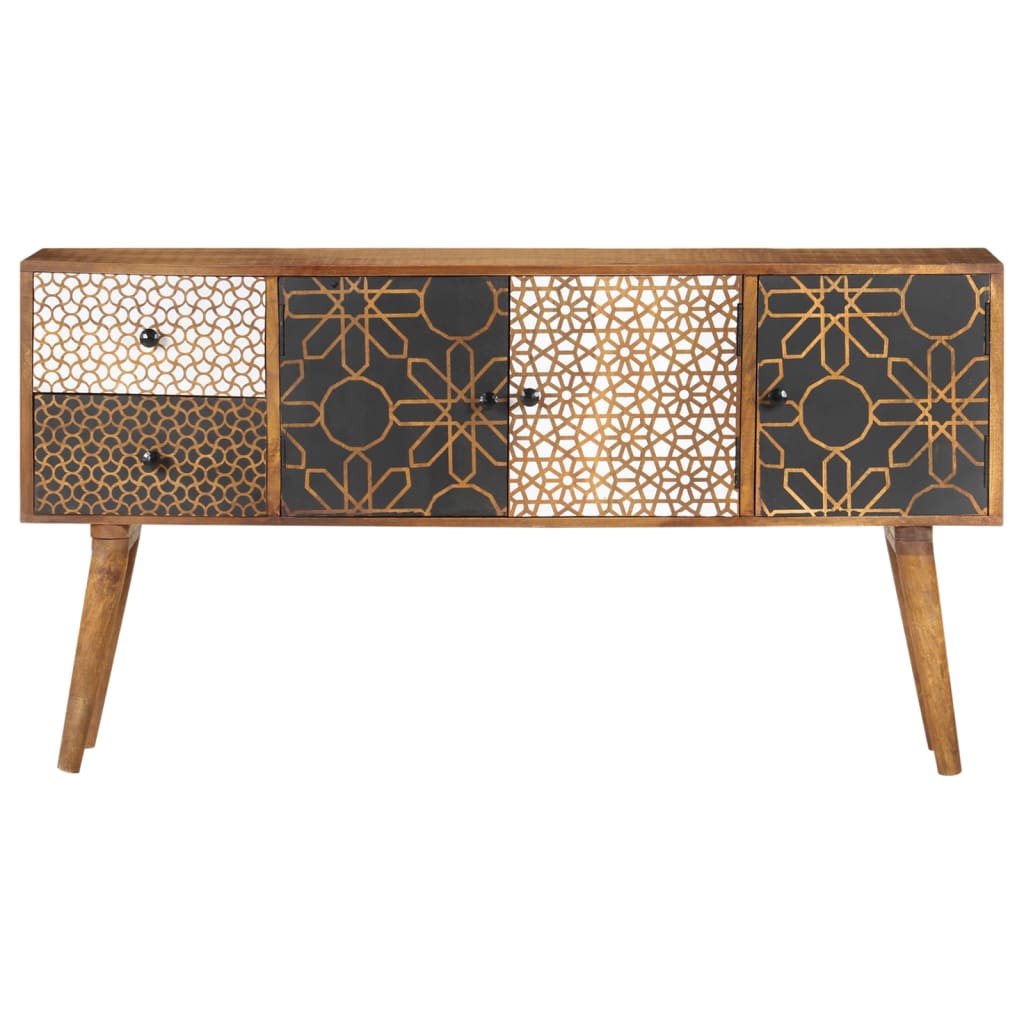 Sideboard With Printed Pattern 130X30X70 Cm Solid Mango Wood