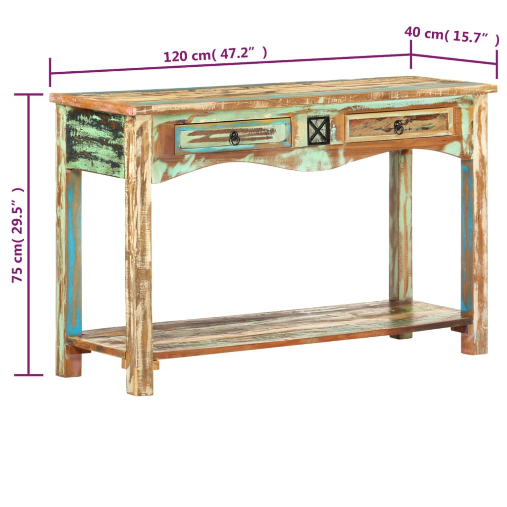 Console Table 120X40X75 Cm Solid Reclaimed Wood