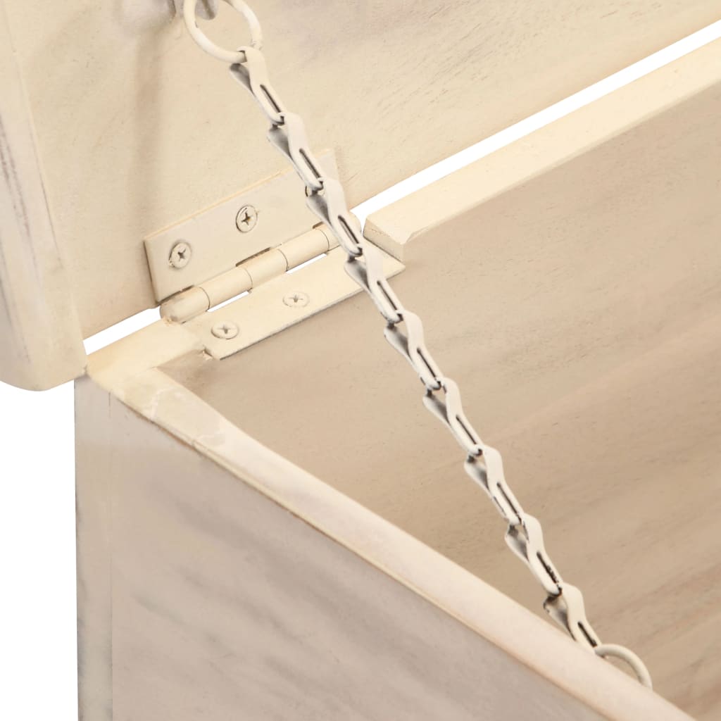 Storage Box White 110X40X45 Cm Solid Acacia Wood