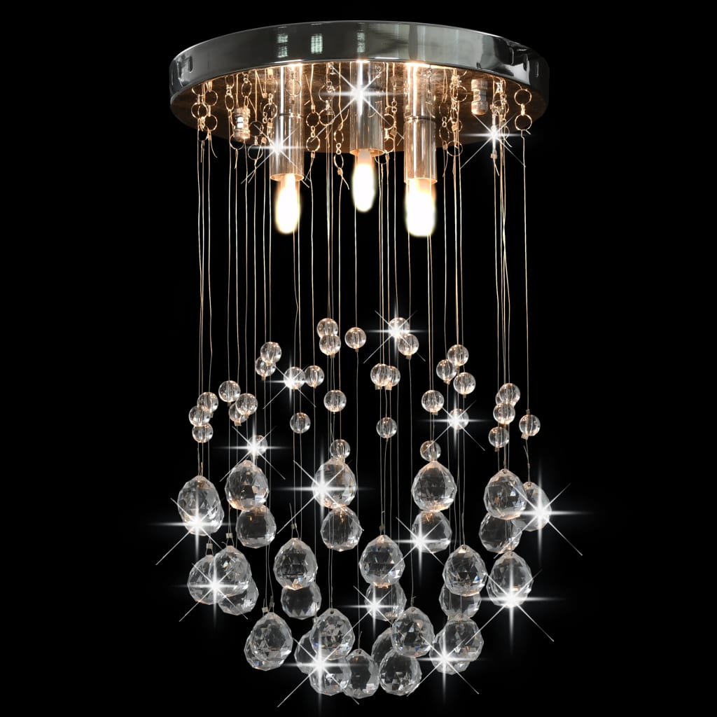 Ceiling Lamp With Crystal Beads Silver Sphere 3 X G9 Bulbs