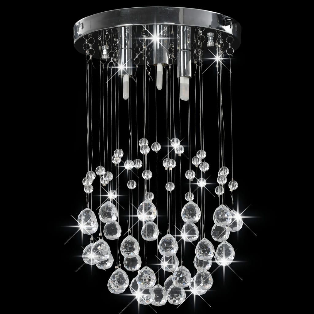 Ceiling Lamp With Crystal Beads Silver Sphere 3 X G9 Bulbs