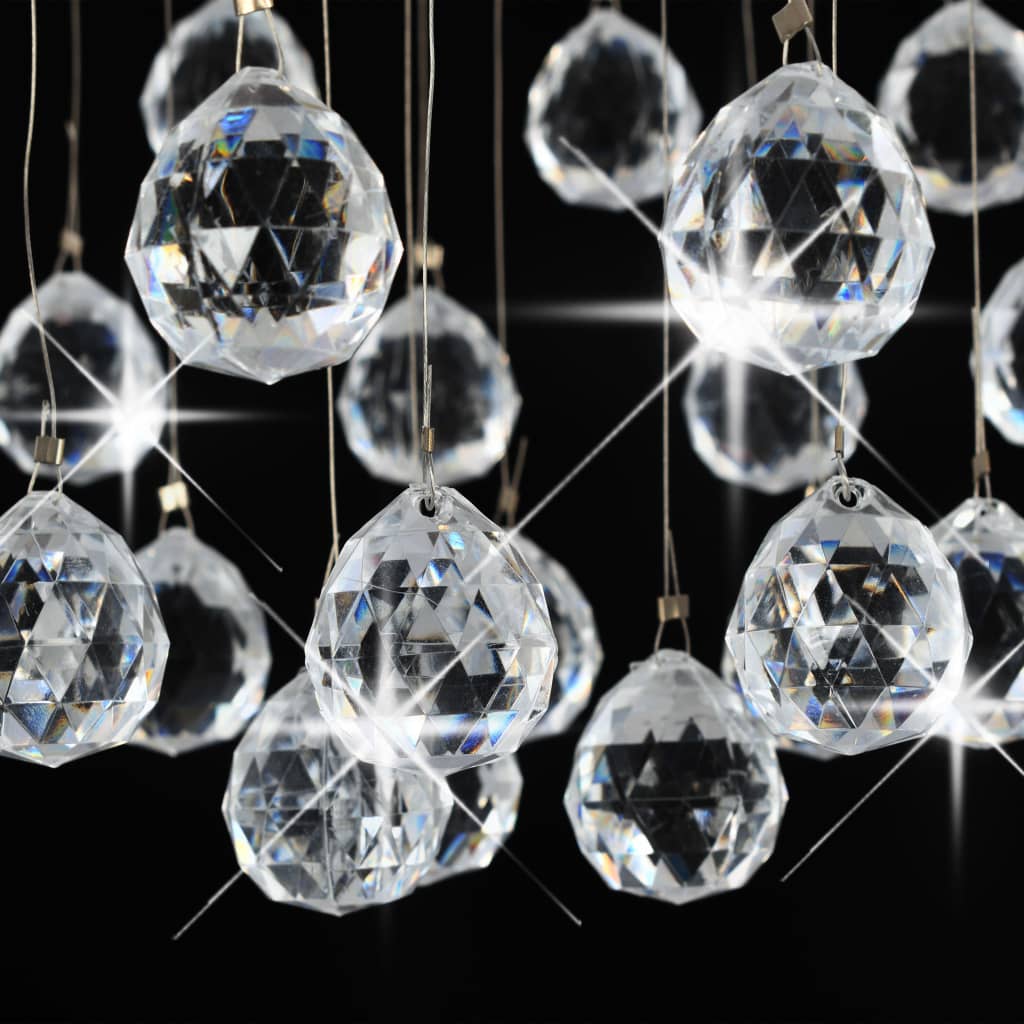 Ceiling Lamp With Crystal Beads Silver Sphere 3 X G9 Bulbs