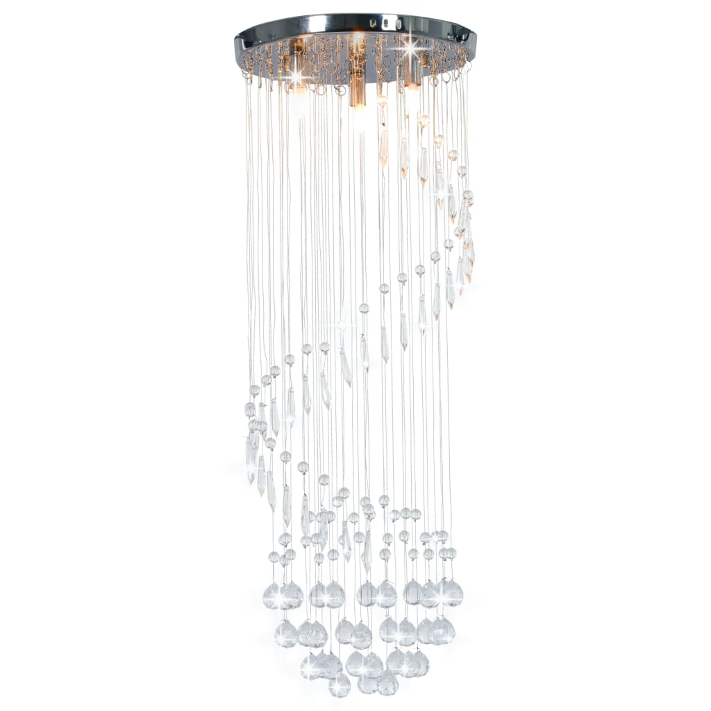 Ceiling Lamp With Crystal Beads Silver Spiral G9
