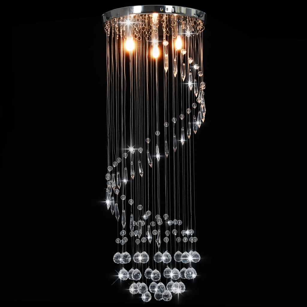 Ceiling Lamp With Crystal Beads Silver Spiral G9