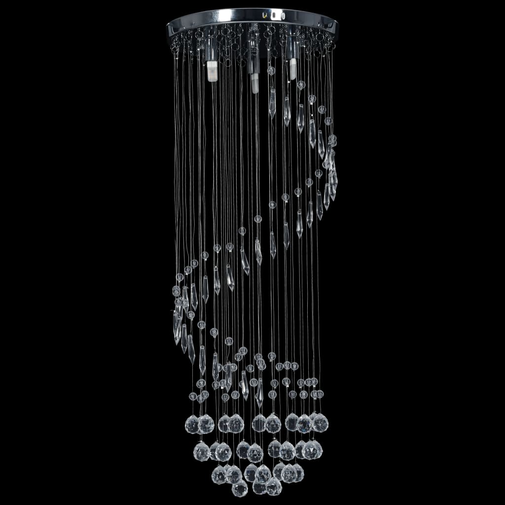 Ceiling Lamp With Crystal Beads Silver Spiral G9
