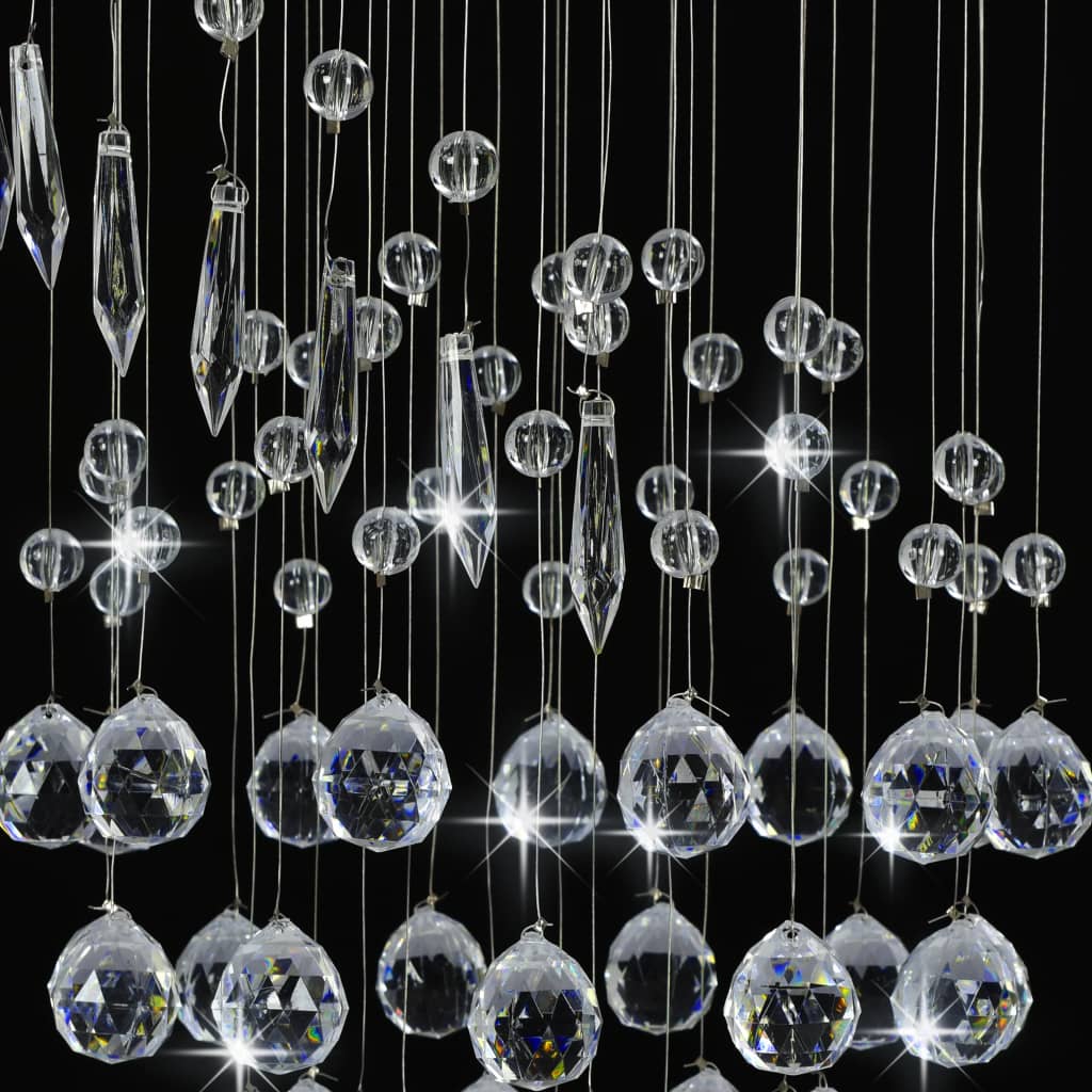 Ceiling Lamp With Crystal Beads Silver Spiral G9