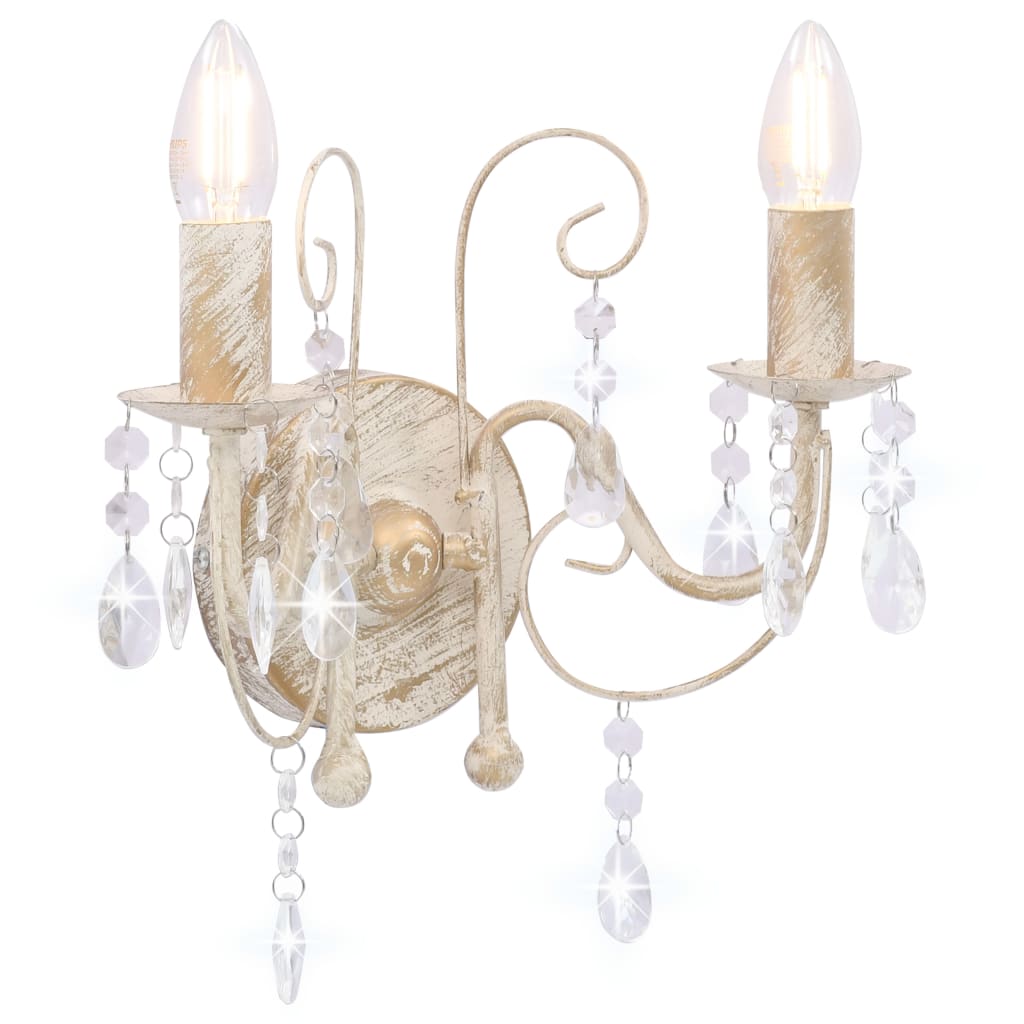 Wall Lamp With Beads Antique 2 X E14 Bulbs