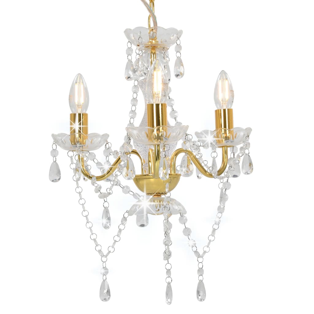 Chandelier With Beads En Round 3 X E14
