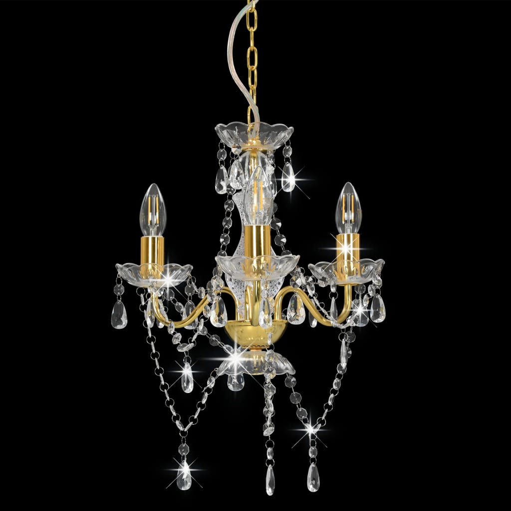 Chandelier With Beads En Round 3 X E14