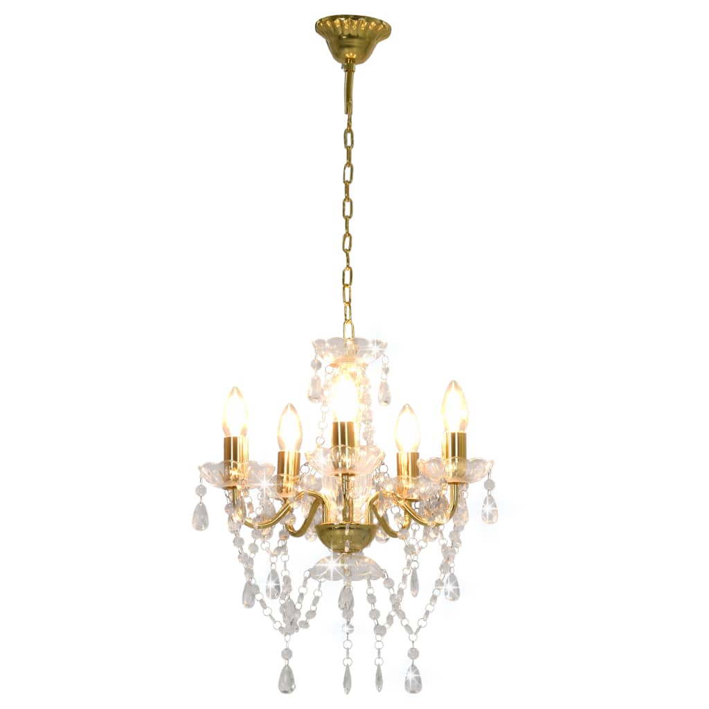 Chandelier With Crystal Beads En Round 5 X E14