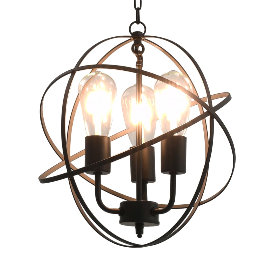 Hanging Lamp Black Sphere 3 X E27 Bulbs