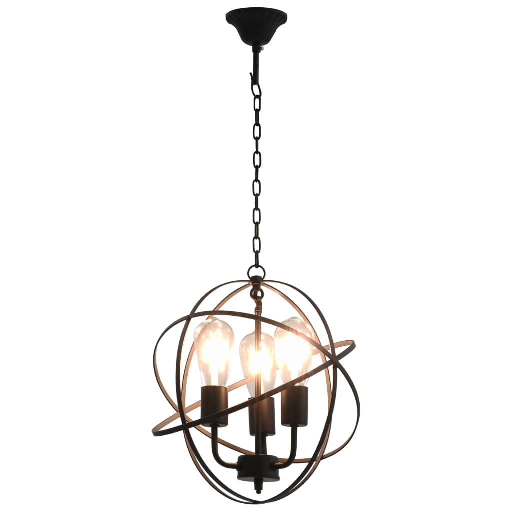 Hanging Lamp Black Sphere 3 X E27 Bulbs