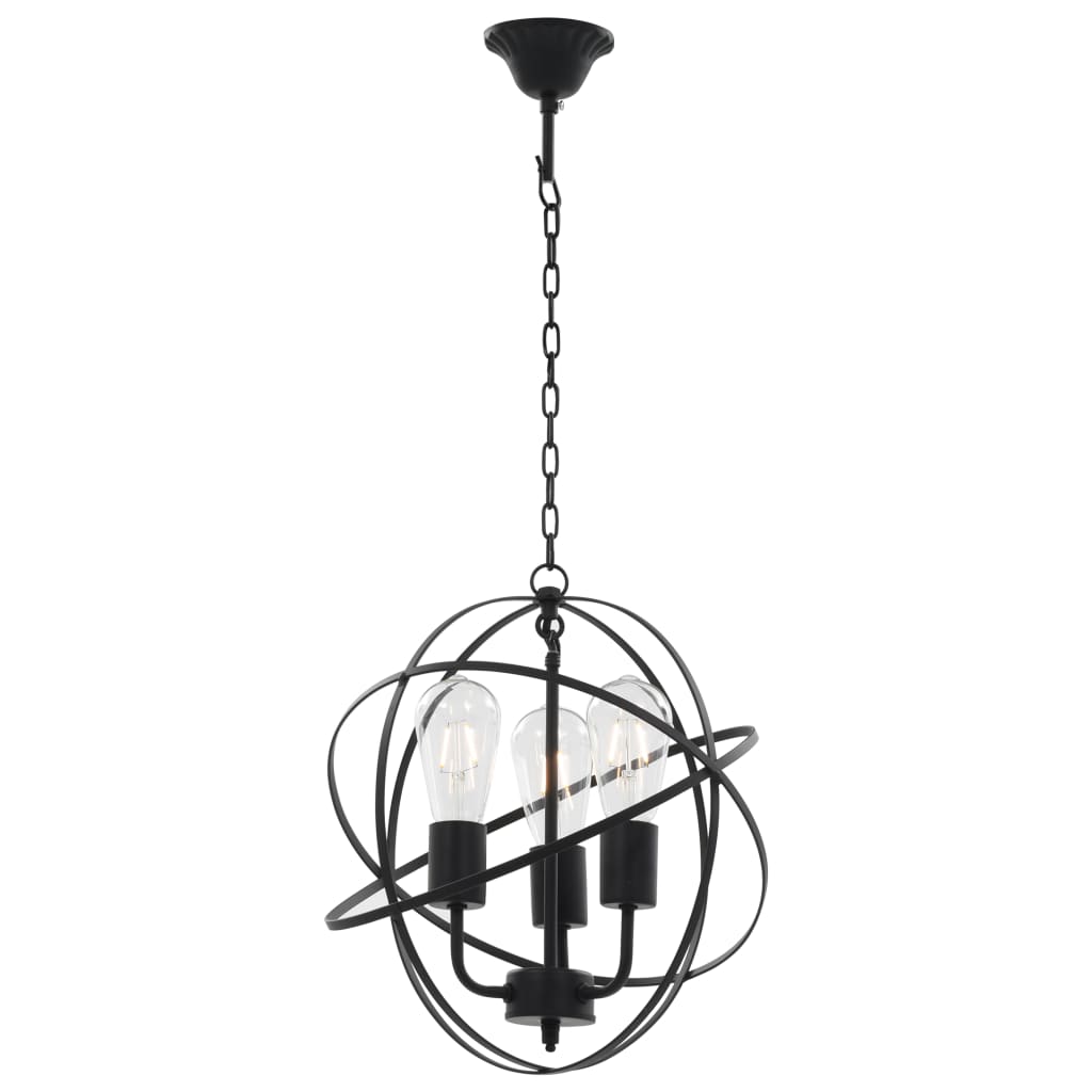 Hanging Lamp Black Sphere 3 X E27 Bulbs