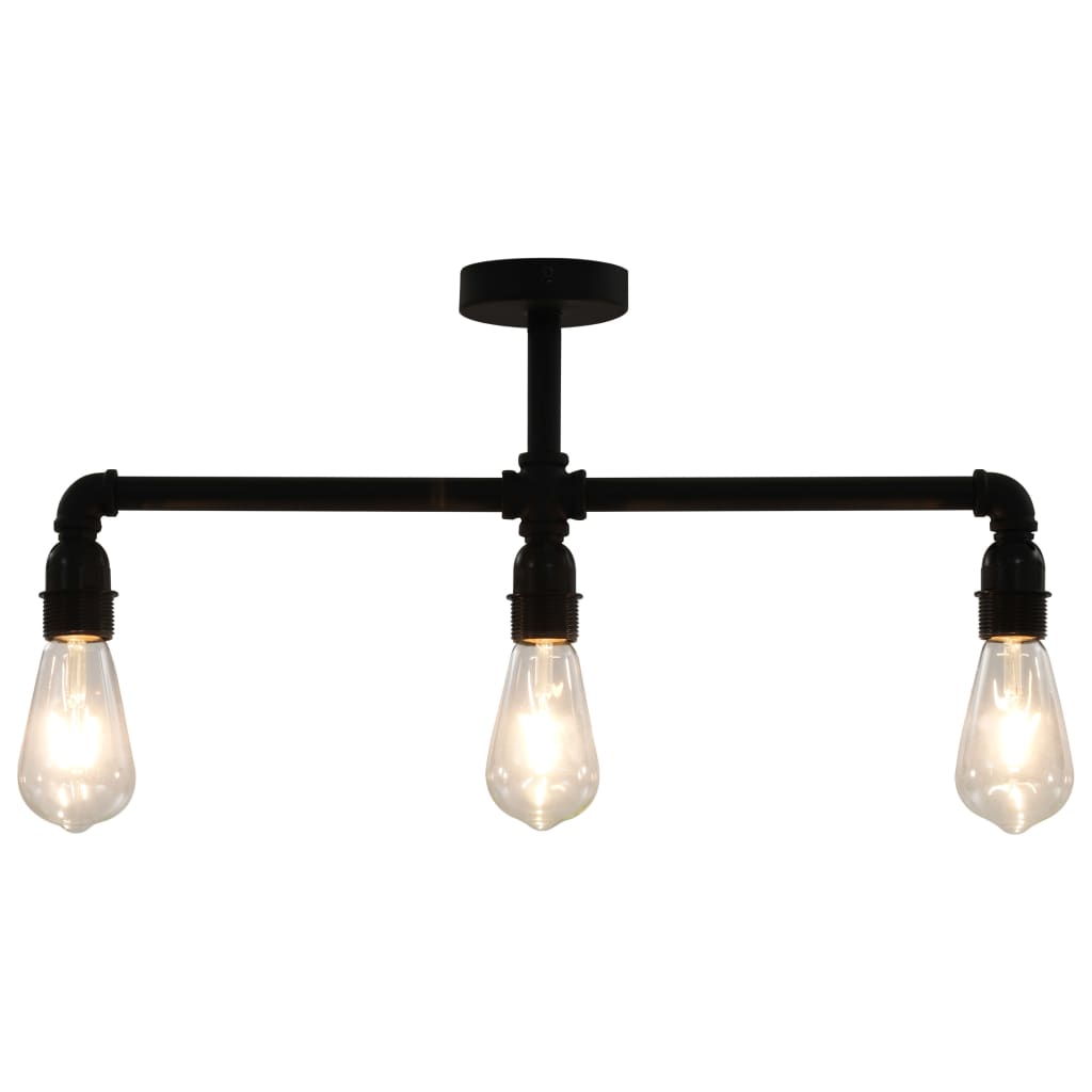 Ceiling Lamp Black 3 X E27 Bulbs