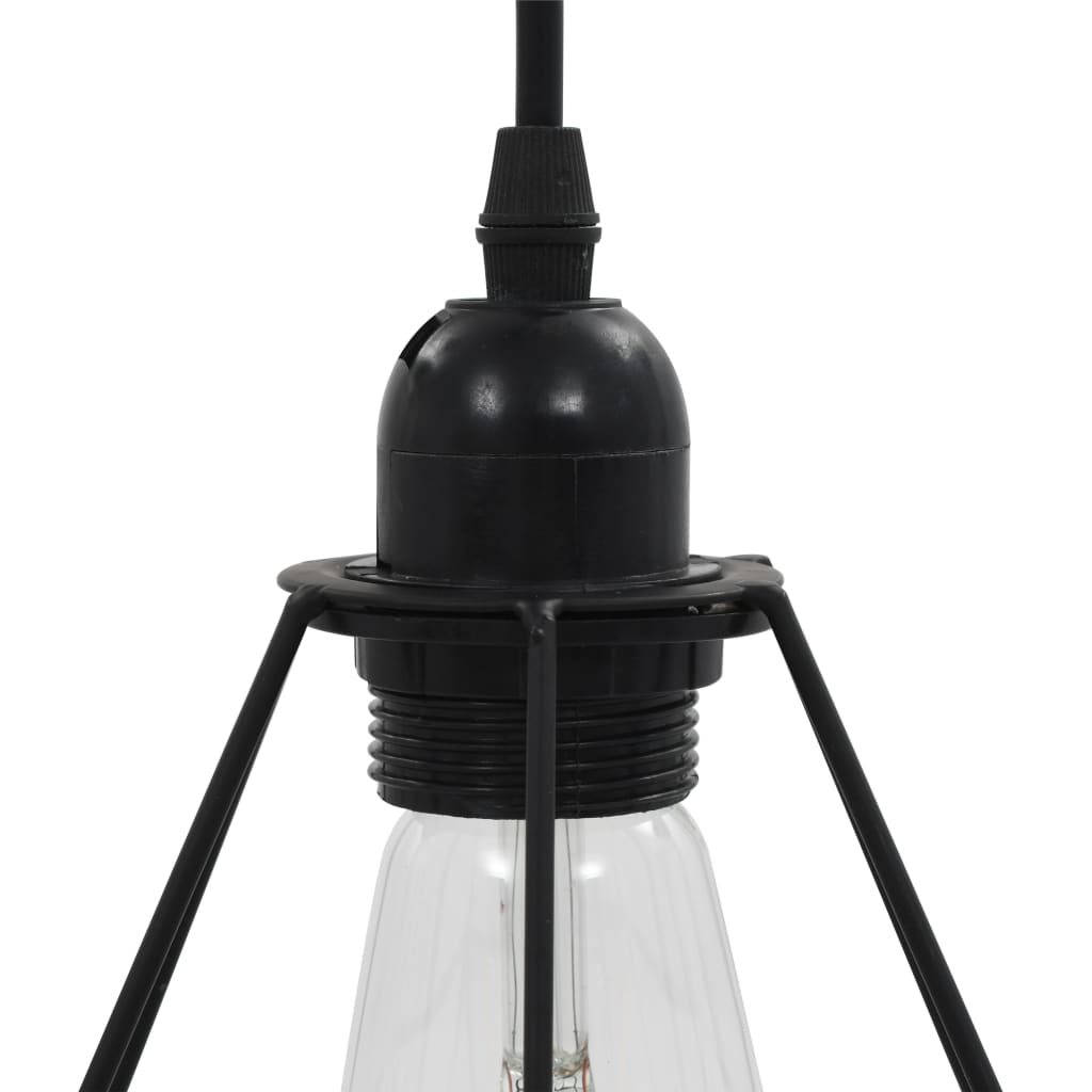 Ceiling Lamp With Diamond Design Black 3 X E27 Bulbs