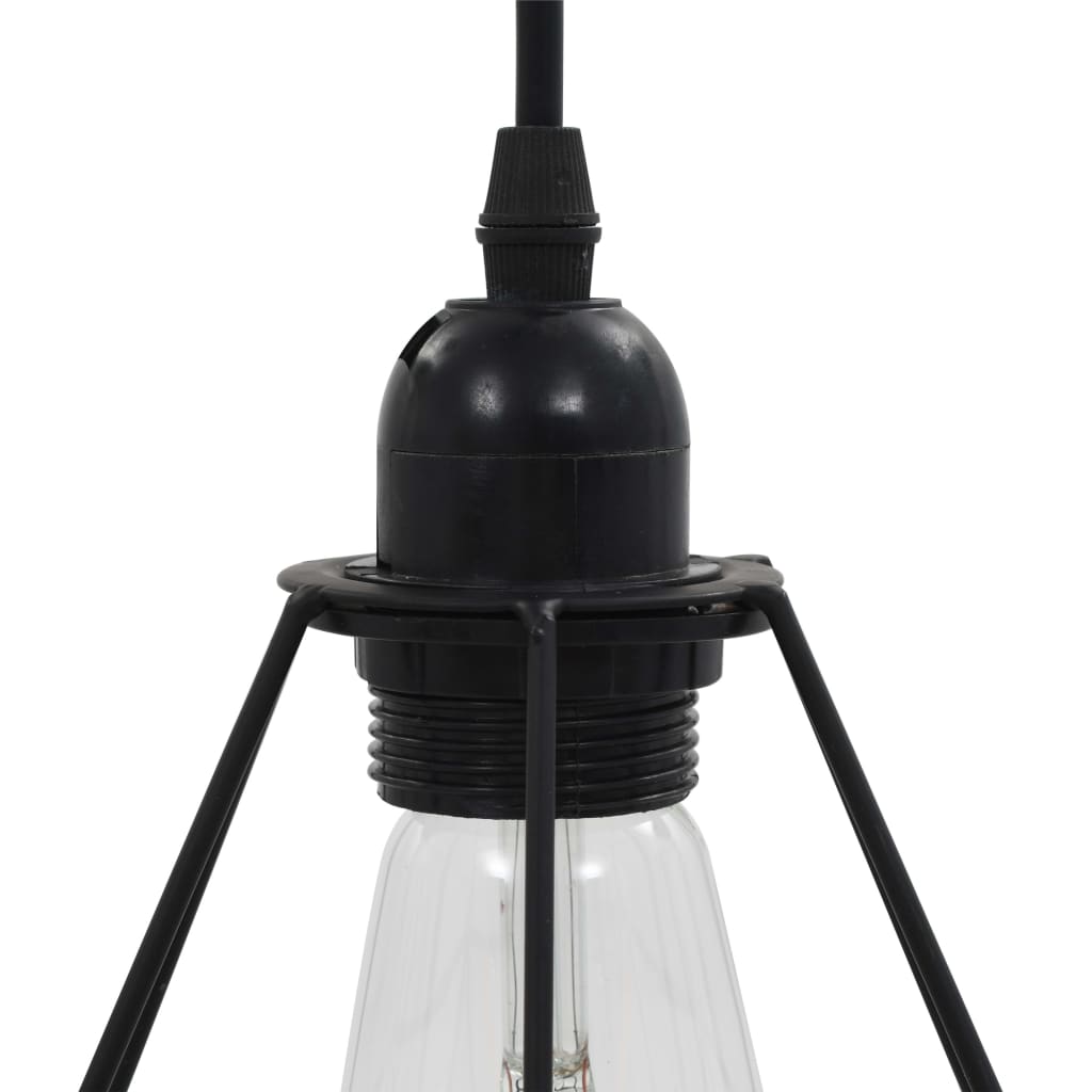 Ceiling Lamp With Diamond Design Black 3 X E27 Bulbs