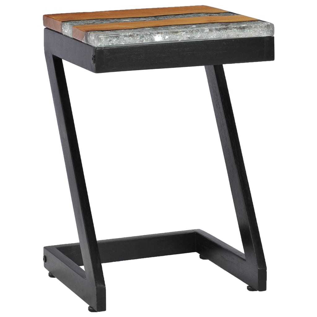 Coffee Table 30X30X50 Cm Solid Teak Wood And Polyresin