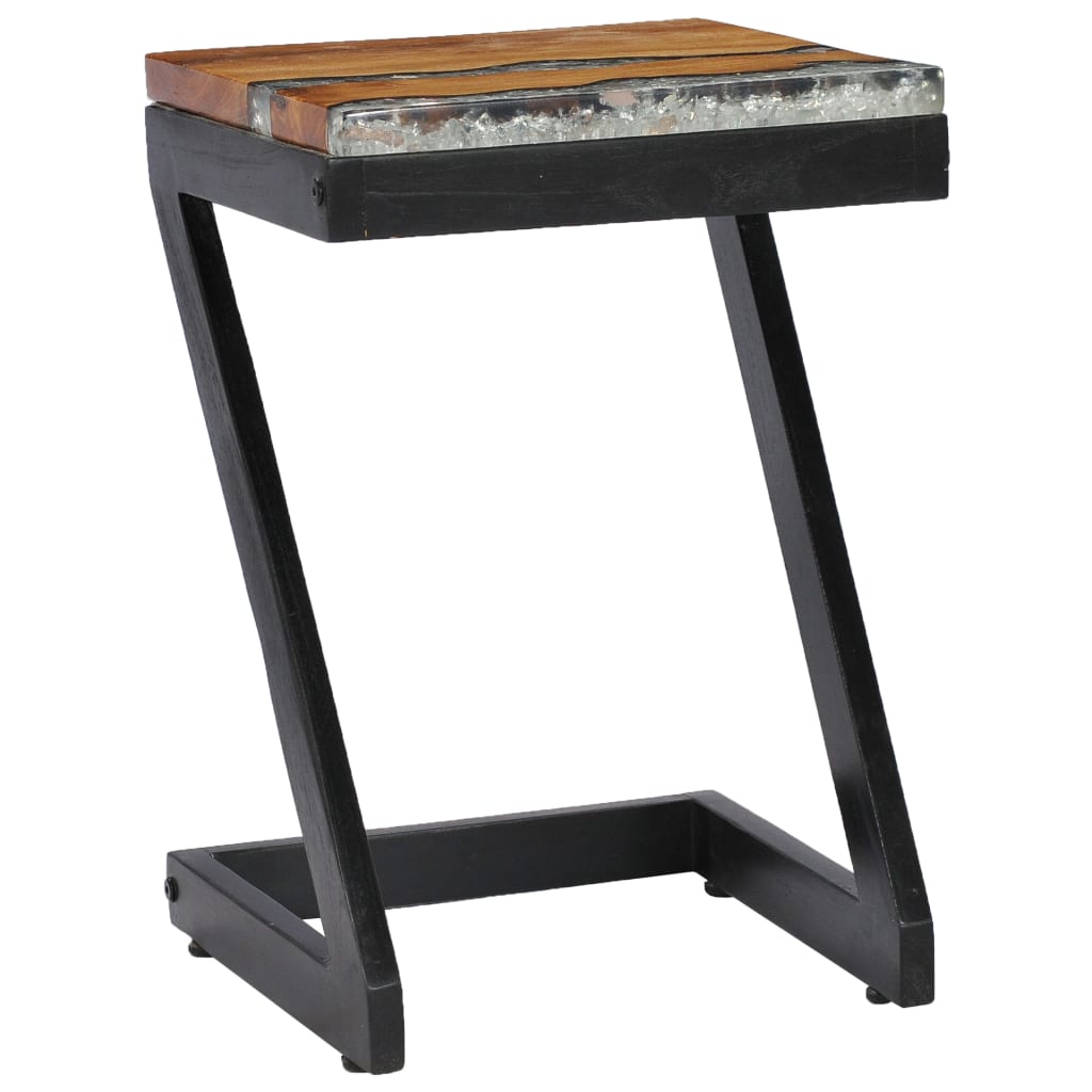 Coffee Table 30X30X50 Cm Solid Teak Wood And Polyresin