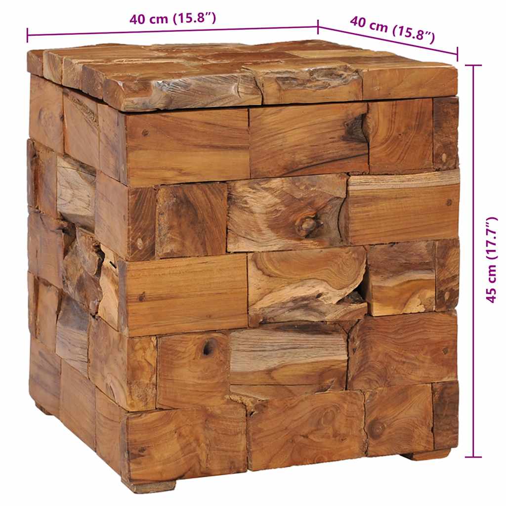 Storage Stool Solid Teak Wood