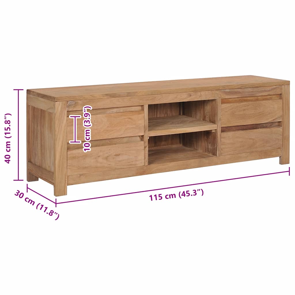 Tv Cabinet 115X30X40 Cm Solid Teak Wood