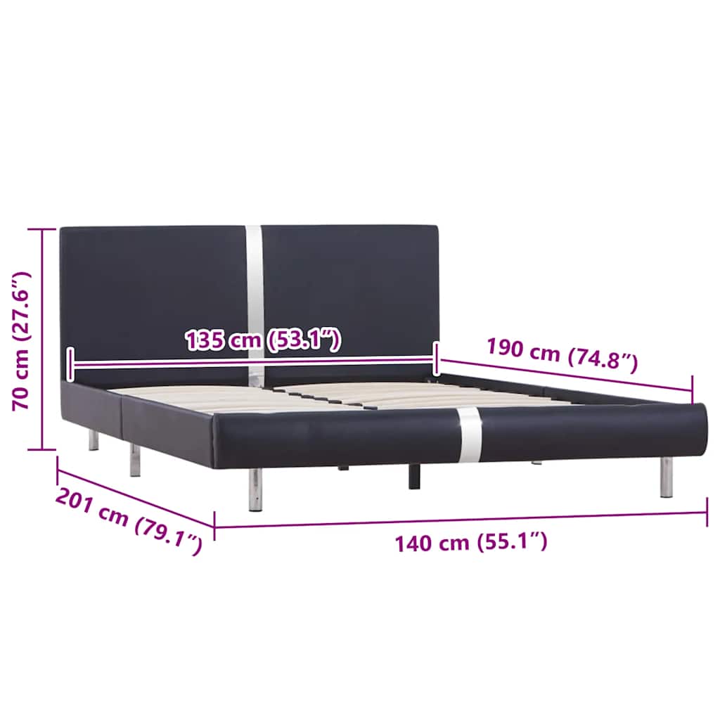Bed Frame Without Mattress Faux Leather 135X190 Cm Double