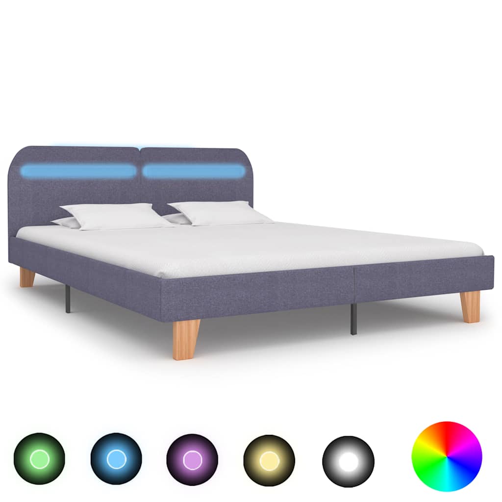 Bed Frame With Led Without Mattress Fabric 150X200 Cm King Size
