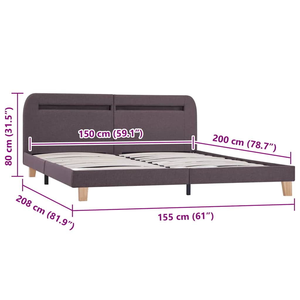 Bed Frame With Led Without Mattress Fabric 150X200 Cm King Size