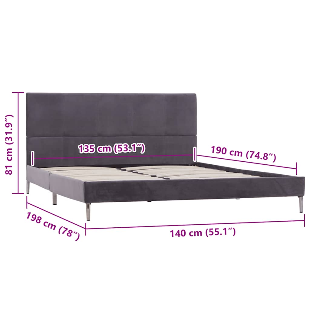 Bed Frame Without Mattress Fabric 135X190 Cm Double