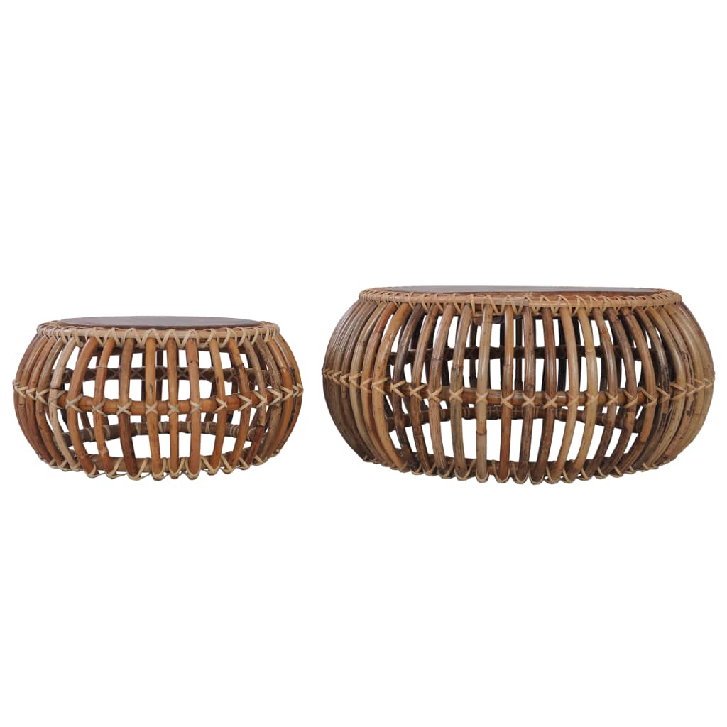 Coffee Tables 2 Pcs Natural Rattan