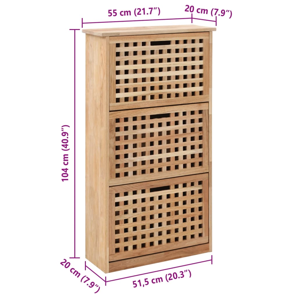 Shoe Storage Cabinet 55X20X Solid Walnut Wood