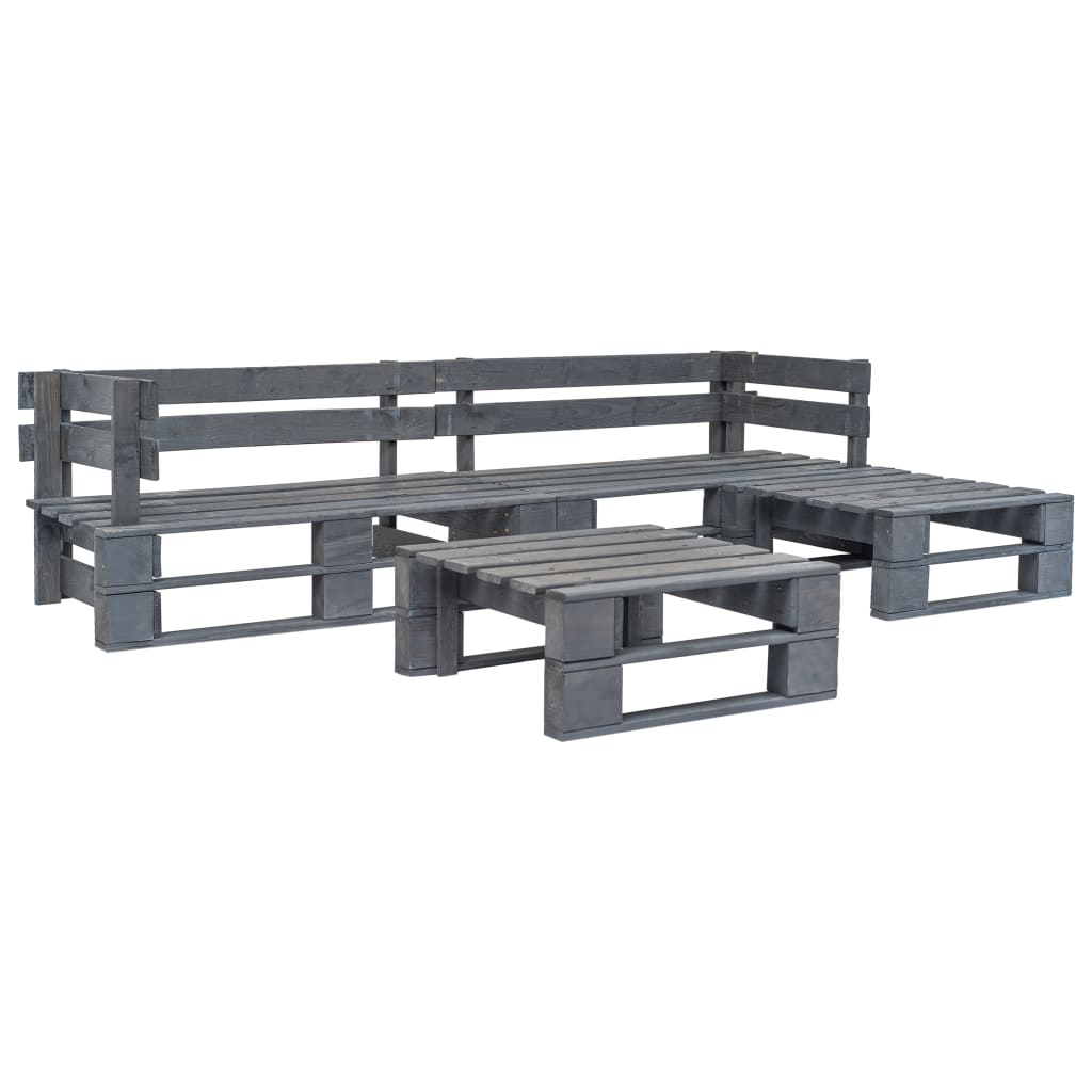 4 Piece Garden Pallets Lounge Set Wood