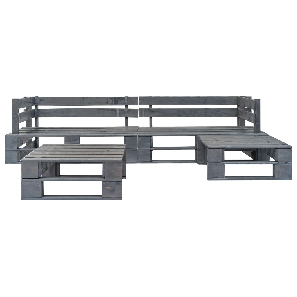 4 Piece Garden Pallets Lounge Set Wood