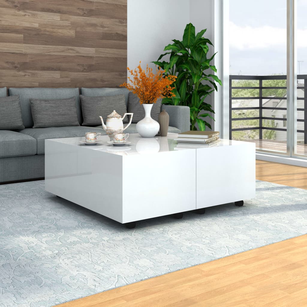 Coffee Table High Gloss Engineered Wood