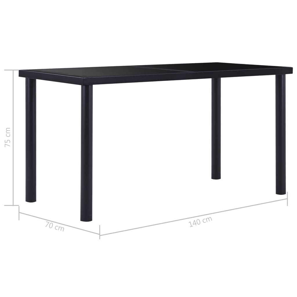 Dining Table Black Tempered Glass