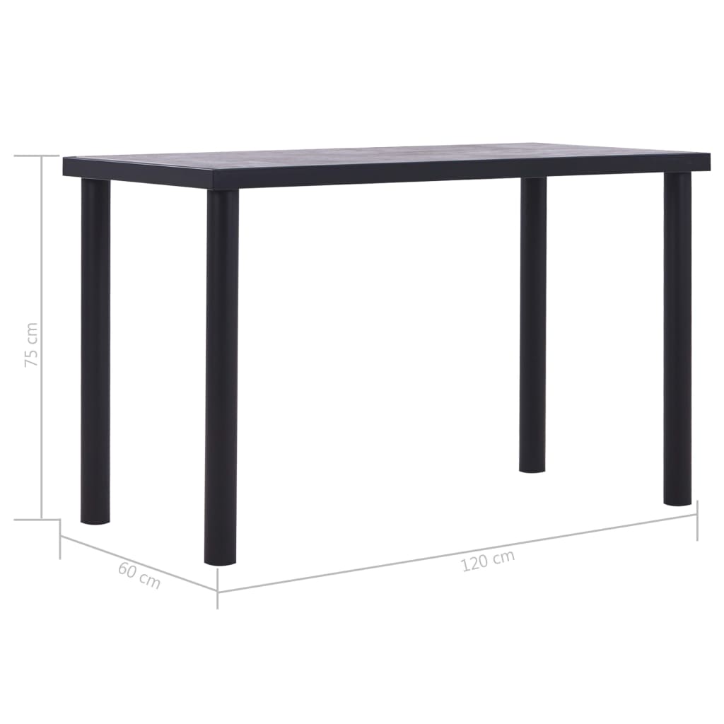 Dining Table Black And Concrete Grey Mdf