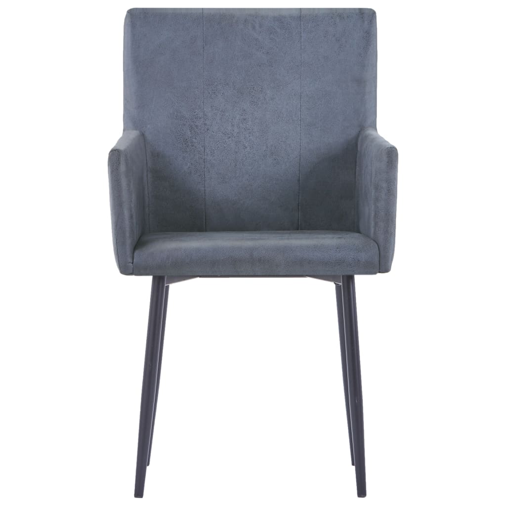Dining Chairs With Armrests 2 Pcs Faux Suede Leather