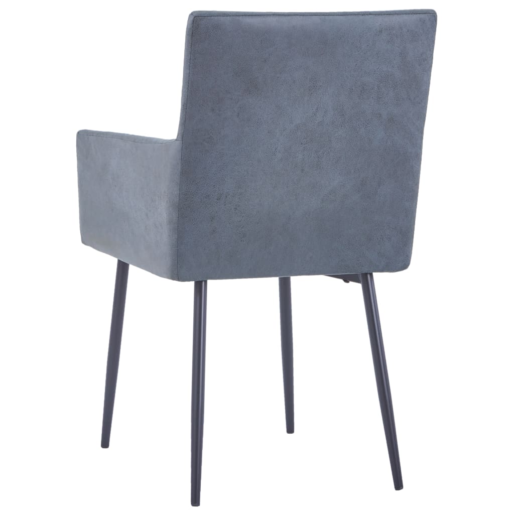 Dining Chairs With Armrests 2 Pcs Faux Suede Leather