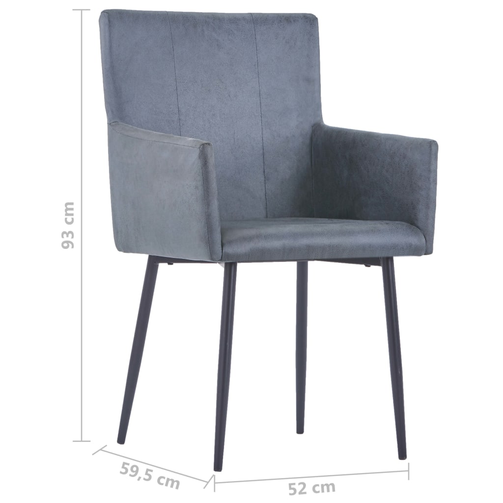 Dining Chairs With Armrests 2 Pcs Faux Suede Leather